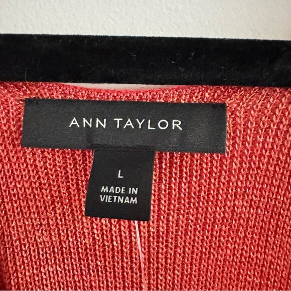 New Ann Taylor Rust Orange Metallic Sleeveless Knit Blouse Tank Top Women's sz L - Picture 3 of 4